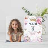 Little Princess Floral Paarse meisje verjaardagsfe Kaart (Staand voorkant)