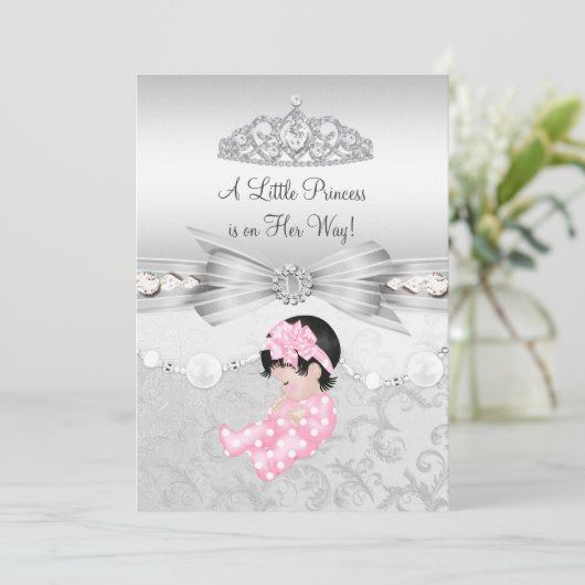 Little Princess Girl Baby shower Invitation Kaart (Staand voorkant)