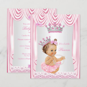 Little Princess Girl Baby shower Pink Brunette Kaart