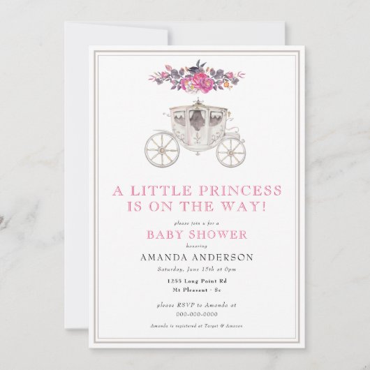 Little Princess Girl Roze Romantisch Baby shower Kaart (Voorkant)