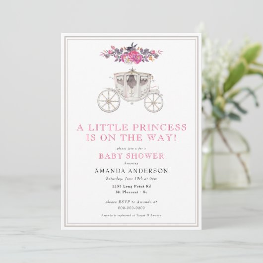 Little Princess Girl Roze Romantisch Baby shower Kaart (Staand voorkant)
