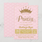 Little Princess Gold Crown Baby shower Kaart (Voorkant / Achterkant)