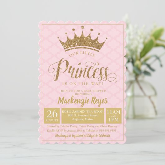 Little Princess Gold Crown Baby shower Kaart (Staand voorkant)