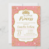 Little Princess Gold Crown Pink Baby shower Invita Kaart (Voorkant)