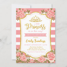 Little Princess Gold Crown Roze Bloemen Baby showe