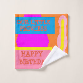 Little Princess Happy Birthday roze citroen ontwer Washandje