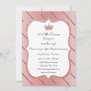 Little Princess Invitation, Roos Gold Invitation Kaart