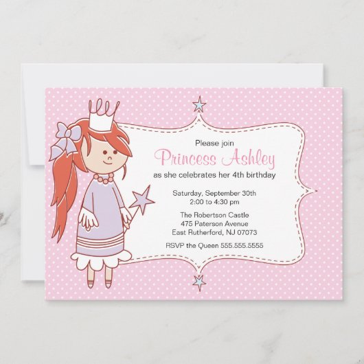 Little Princess Invitation - Roze Kaart (Voorkant)