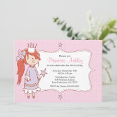 Little Princess Invitation - Roze Kaart (Staand voorkant)