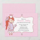 Little Princess Invitation - Roze Kaart (Voorkant / Achterkant)