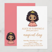 Little Princess Kaart Digitale Verjaardagsuitnodig (Voorkant / Achterkant)