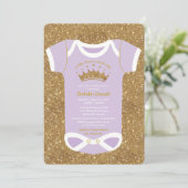 Little Princess Lila Gold Baby shower Invitation Kaart (Staand voorkant)