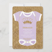 Little Princess Lila Gold Baby shower Invitation Kaart (Voorkant)