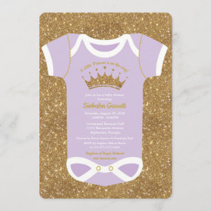 Little Princess Lila Gold Baby shower Invitation Kaart