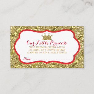 Little Princess Luier Raffle Ticket Faux Glitter Informatiekaartje