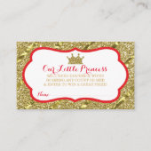 Little Princess Luier Raffle Ticket Faux Glitter Informatiekaartje (Voorkant)