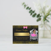 Little Princess Luier Raffle Tickets, glitterroze Informatiekaartje (Staand voorkant)