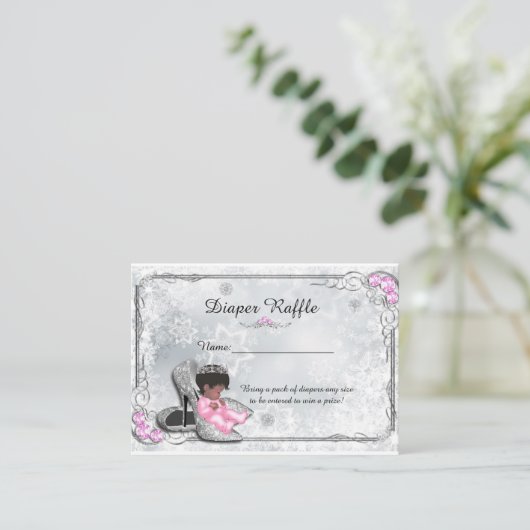 Little Princess Luier Raffle Tickets, grijs bevror Informatiekaartje (Staand voorkant)