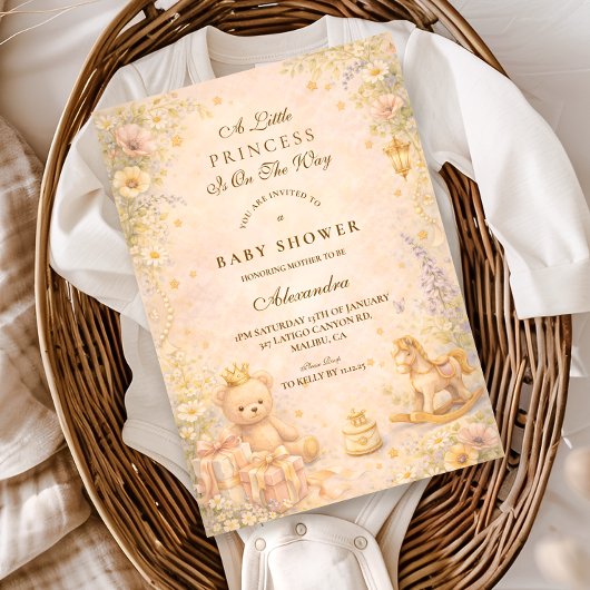 Little Princess Moon Baby Shower Kaart