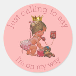 Little Princess op telefoon Roze Baby shower Ronde Sticker