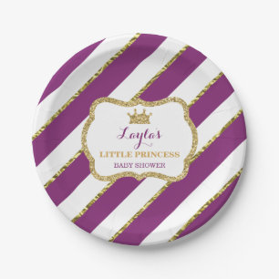 Little Princess Paper Bord, Paarse, gouden glitter Papieren Bordje