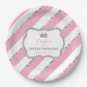Little Princess Papier Bord, Roze, Zilveren glitte Papieren Bordje