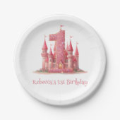 Little Princess Pink Castle 1e verjaardag Papieren Bordje (Voorkant)