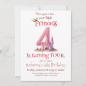 Little Princess Pink Castle 4e verjaardag Kaart (Voorkant)