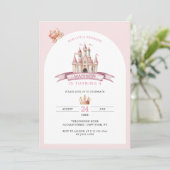 Little Princess Pink Castle Crown Verjaardagsboog Kaart (Staand voorkant)