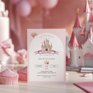 Little Princess Pink Castle Crown Verjaardagsboog Kaart