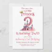 Little Princess Pink Castle Tweede verjaardag Kaart (Voorkant)