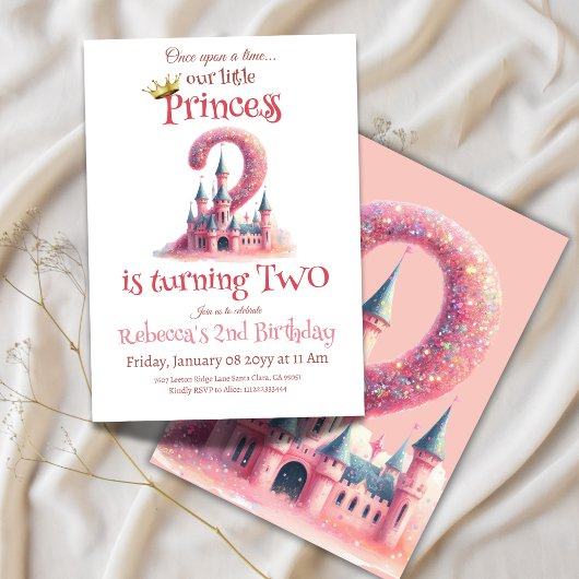 Little Princess Pink Castle Tweede verjaardag Kaart