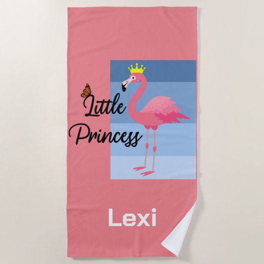 Little Princess Pink Flamingo Design - Beach Towe Strandlaken (Voorkant)