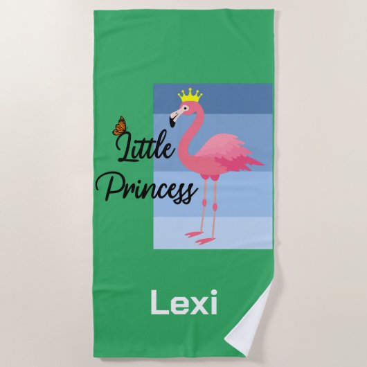 Little Princess Pink Flamingo Design - Beach Towe Strandlaken (Voorkant)