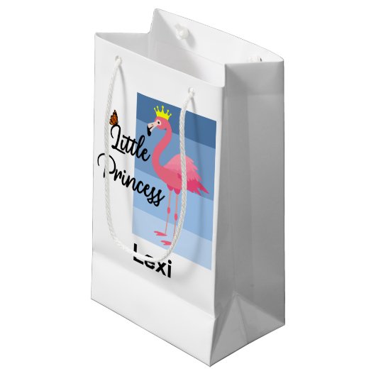 Little Princess Pink Flamingo Design - Gift Bag - Klein Cadeauzakje (Voorkant Gekanteld)