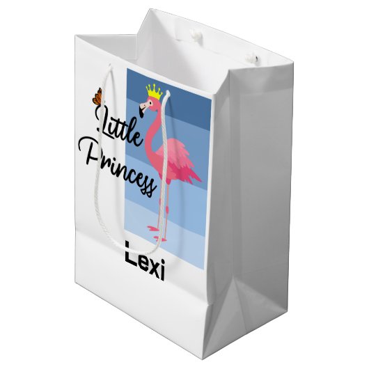Little Princess Pink Flamingo Design - Gift Bag - Medium Cadeauzakje (Voorkant Gekanteld)
