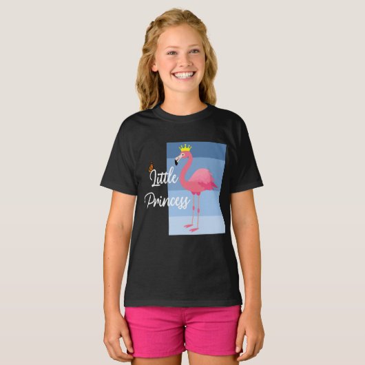 Little Princess Pink Flamingo Design - Girls' Basi T-shirt (Voorkant volledig)