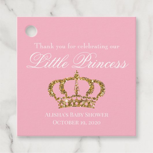 Little Princess Pink Gold Baby shower Dank u Bedankjes Labels (Voorkant)