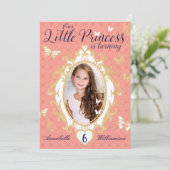 Little Princess Pink & Gold Birthday Invitation Kaart (Staand voorkant)