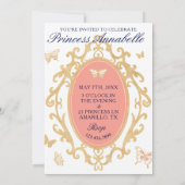 Little Princess Pink & Gold Birthday Invitation Kaart (Achterkant)