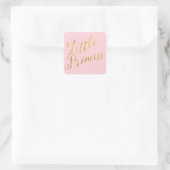 Little Princess Quote Faux Gold Foil Glitter Pink Vierkante Sticker (Tas)