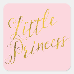 Little Princess Quote Faux Gold Foil Glitter Pink Vierkante Sticker