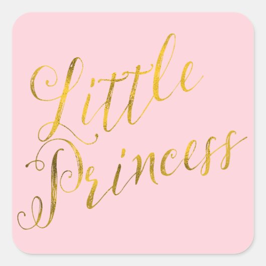 Little Princess Quote Faux Gold Foil Glitter Pink Vierkante Sticker (Voorkant)