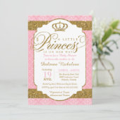 Little Princess Royal Pink en Gold Baby shower Kaart (Staand voorkant)