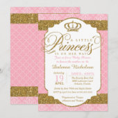 Little Princess Royal Pink en Gold Baby shower Kaart (Voorkant / Achterkant)