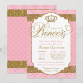 Little Princess Royal Pink en Gold Baby shower Kaart (Voorkant / Achterkant)