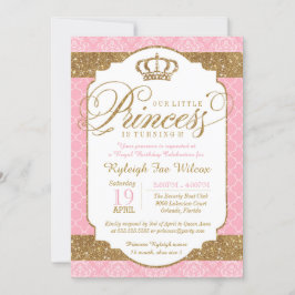 Little Princess Royal Pink en Gold Birthday Kaart