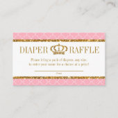 Little Princess Royal Pink en Gold Diaper Raffle Informatiekaartje (Voorkant)