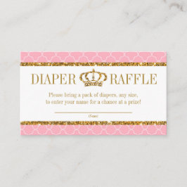 Little Princess Royal Pink en Gold Diaper Raffle Informatiekaartje
