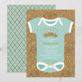 Little Princess Turquoise Glitter Gold Baby shower Kaart
